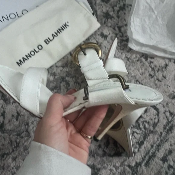 Manolo sandals size 41/11 in white.Perfect condition-comes with box and dust bag